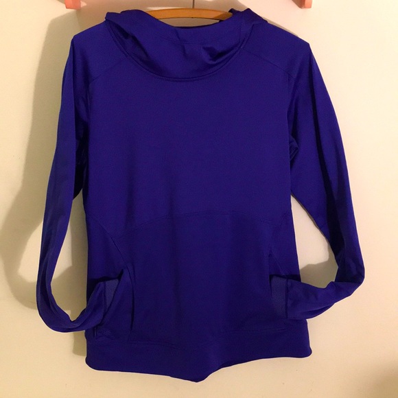 Athleta Sz Medium bright purple hoodie pull over kangaroo pocket EUC jewel tone - Picture 3 of 12